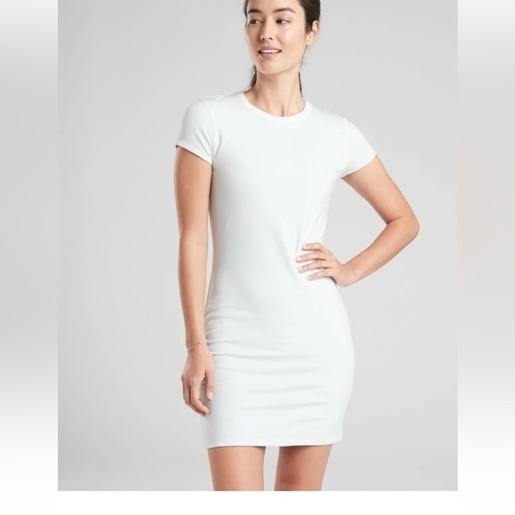 NEW Reversible Athleta Destina dress white heather gray scoop neck lenzing modal - Picture 3 of 9